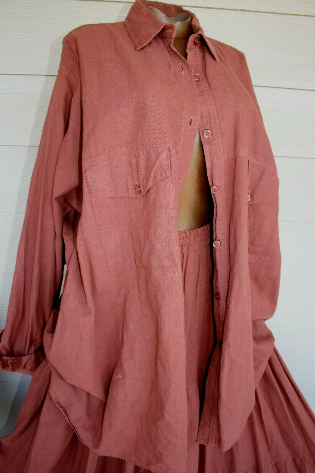 2-pc Vintage VAGABOND IMPORTS Cotton Circle Skirt Blouse Shirt Set Outfit XL/XXL - Fresh Stock Dated February 2026