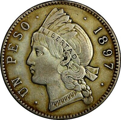 Dominican Republic Silver 1897 A Peso 1 Year Type Philadelphia mint KM# 16 (751) - Fresh Stock Dated December 2025