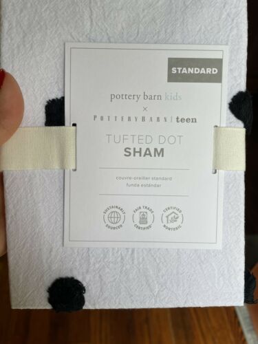 Pottery barn pillow cover Sham Tufted black white pom halloween snoopy gift dot - Fresh Stock Dated December 2025