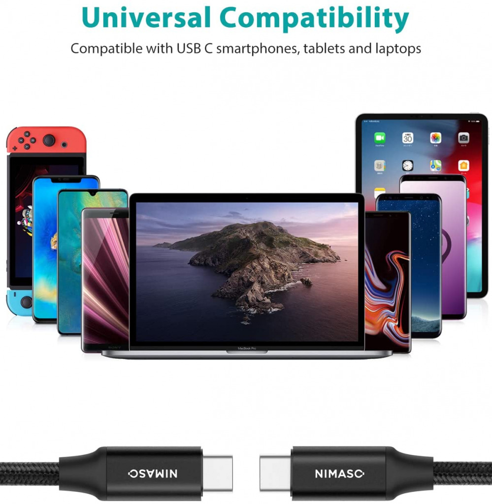 USB C to C 3.1 Gen 2 Cable 10Gbps Data Transfer, NIMASO 1m / 3.3ft, Black - Fresh Stock Dated February 2026