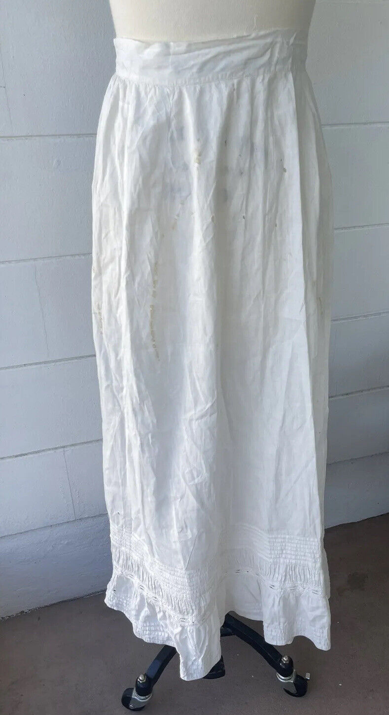 Vintage Antique Victorian Long Lawn White Textured Petticoat Skirt AS IS Study - Fresh Stock Dated March 2026