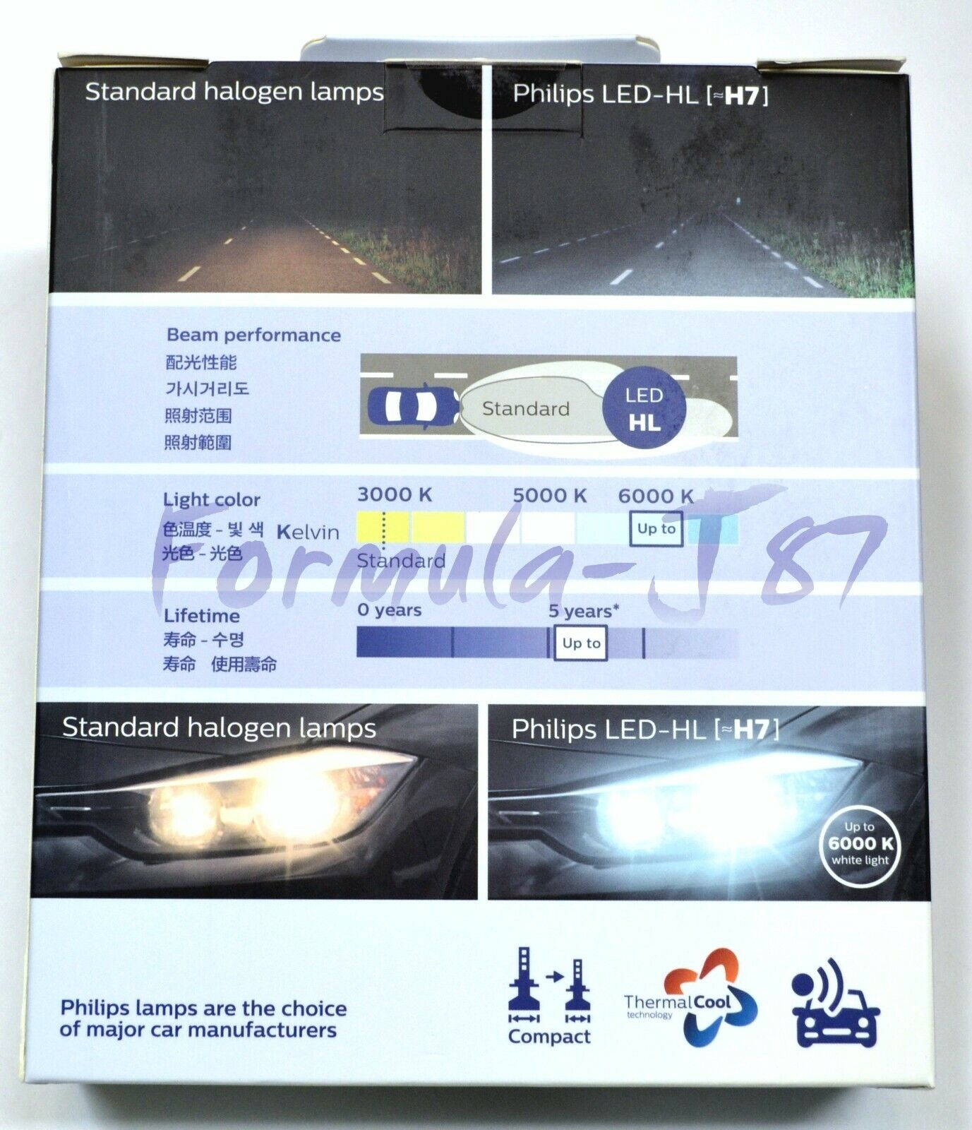 Philips LED Canceller White H7 Two Bulbs Headlight Low Beam Replacement Lamp OE - Fresh Stock Dated February 2026