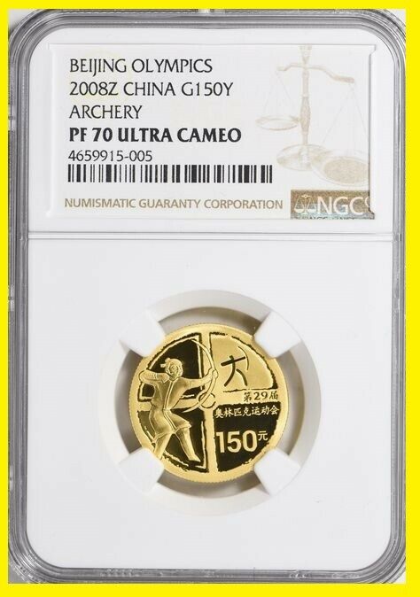 2008 CHINA 6xG150Y OLYMPIC  2 oz GOLD  NGC PF 70 ULTRA CAMEO low pop - Fresh Stock Dated February 2026