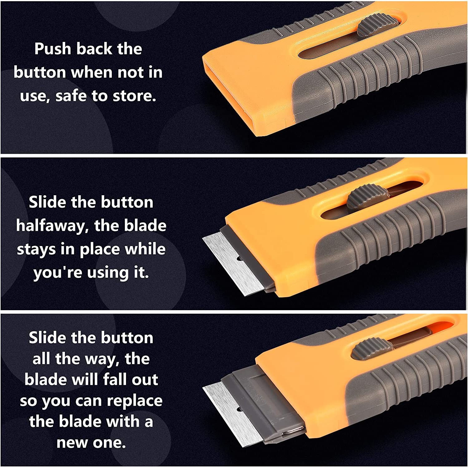 Razor Blade Scraper, 2 Pcs Plastic Retractable Razor Scraper with 40 Pcs Steel S - Fresh Stock Dated February 2026