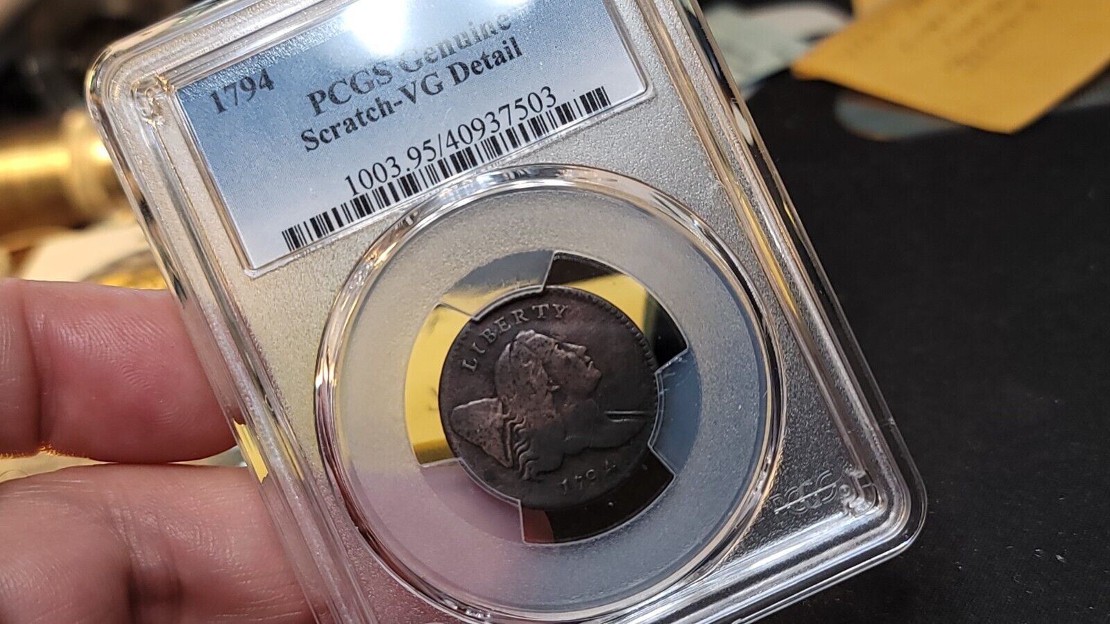 1794 Normal Head, Small Letters Edge, Half Cent 1/2C C-3a, B-5b PCGS VG Scratch - Fresh Stock Dated February 2026