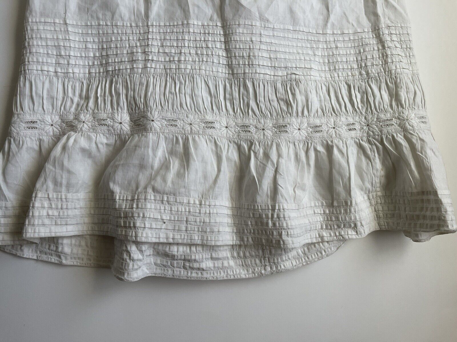 Vintage Antique Victorian Long Lawn White Textured Petticoat Skirt AS IS Study - Fresh Stock Dated March 2026