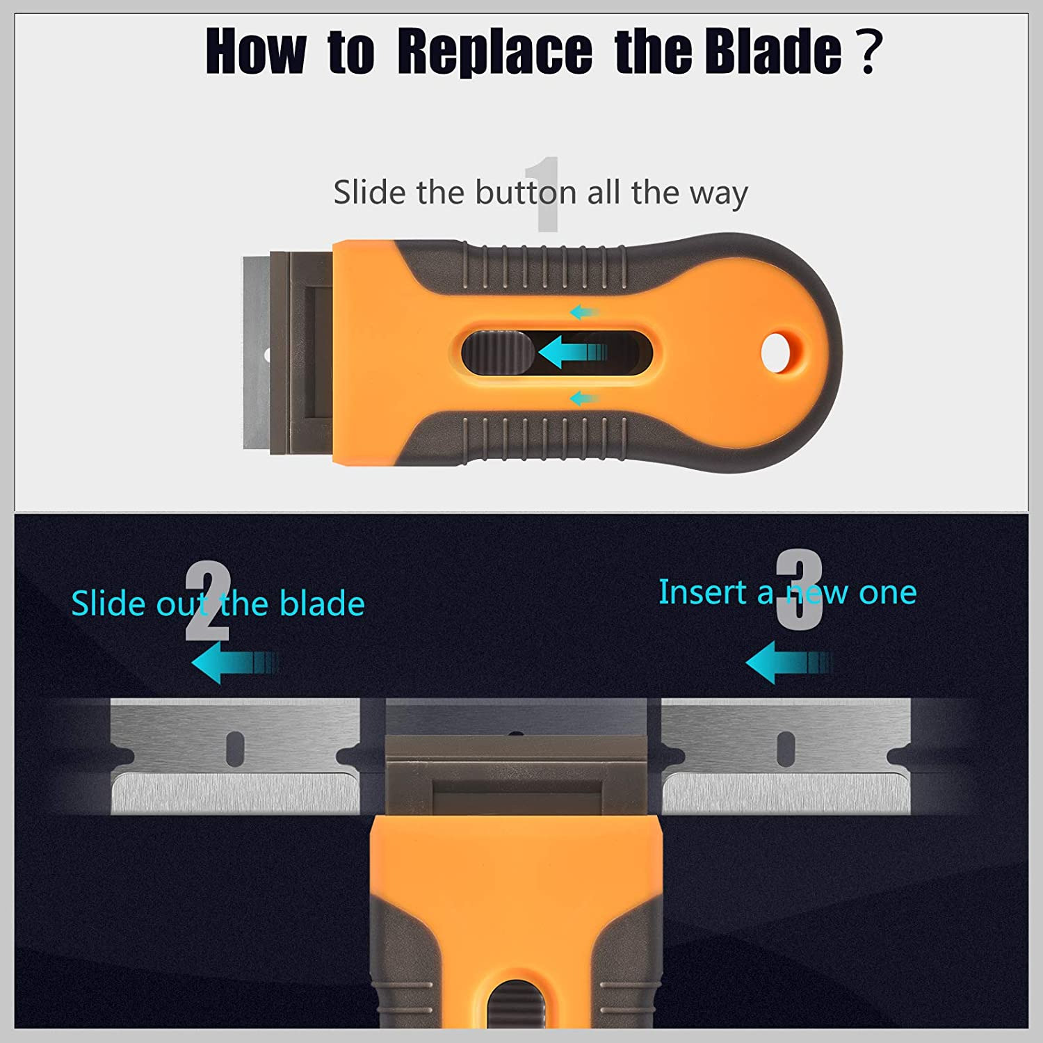 Razor Blade Scraper, 2 Pcs Plastic Retractable Razor Scraper with 40 Pcs Steel S - Fresh Stock Dated February 2026