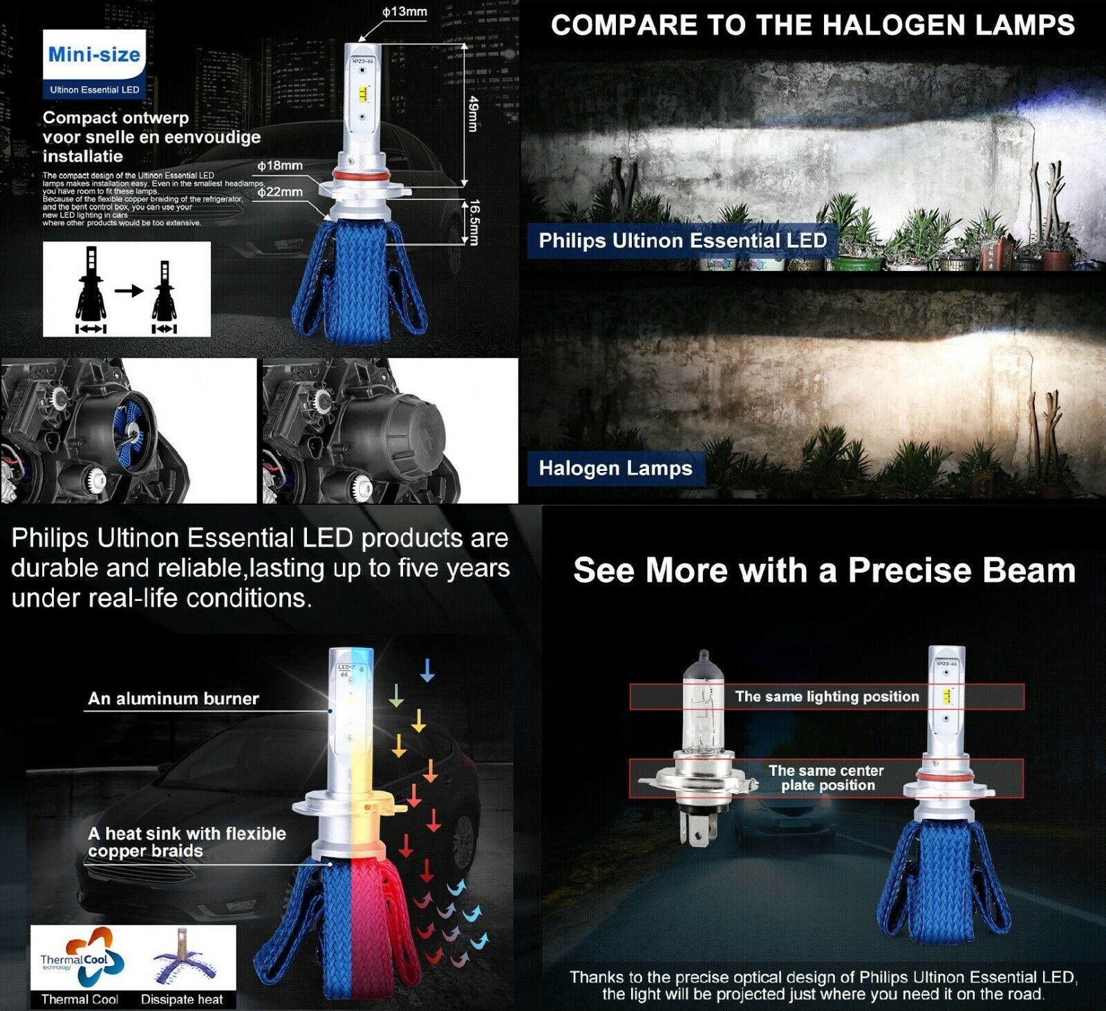 Philips LED Canceller White H7 Two Bulbs Headlight Low Beam Replacement Lamp OE - Fresh Stock Dated February 2026