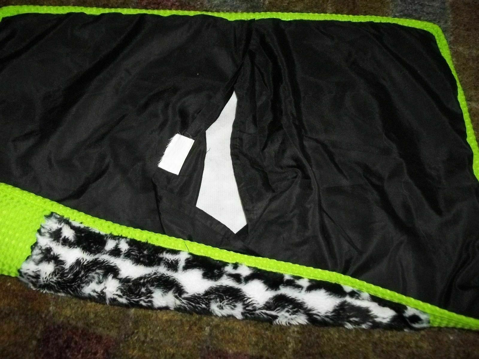 Set of 2 Faux Fur Zebra Lime Green Quilted Pillow Shams Pair 2B - Fresh Stock Dated December 2025