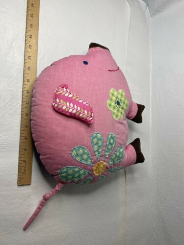 Pottery Barn PB Teen Pig Pink Stitch Flowers Blue Polka Dots Pillow Decor - Fresh Stock Dated December 2025