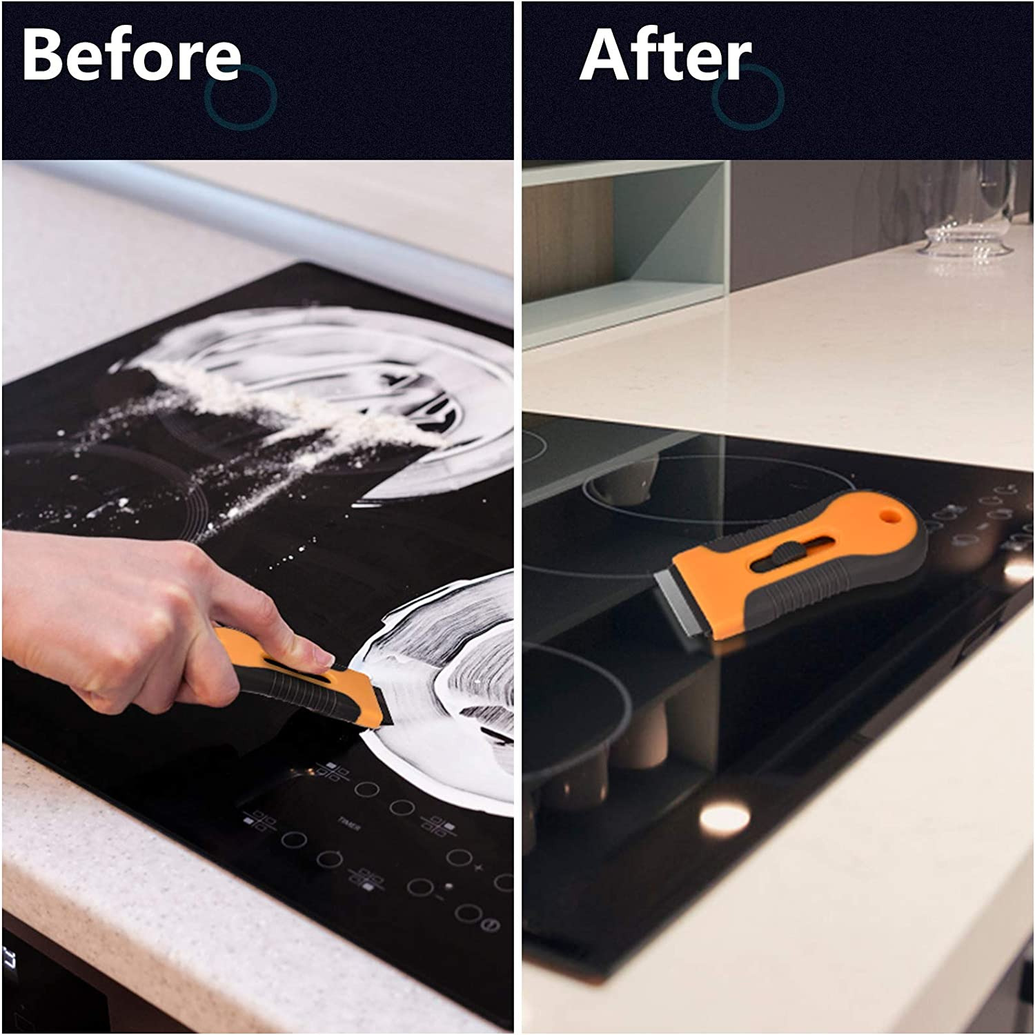 Razor Blade Scraper, 2 Pcs Plastic Retractable Razor Scraper with 40 Pcs Steel S - Fresh Stock Dated February 2026