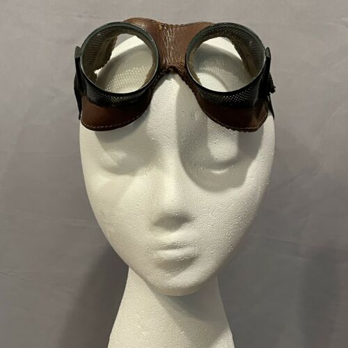 Vintage American Optical Steampunk Style Leather Safety Goggles - Fresh Stock Dated February 2026