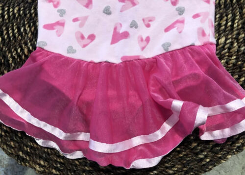 JACQUES MORET Girls 4T Sparkle Hearts Pink Tutu Skirted Ballet Leotard - Fresh Stock Dated December 2025