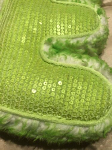 JUSTICE green white SEQUINS MONOGRAM INITIAL LETTER 