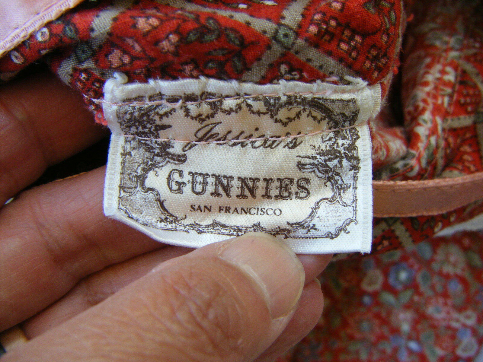 JESSICA'S GUNNIES Vtg 70s Red Floral Ruffle Lace High Waist Skirt-Waist 26.5