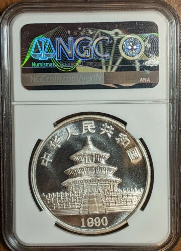 CHINA Large Date 1990 Silver Panda  NGC MS 68 10 Yn FREE SHIPPING - Fresh Stock Dated February 2026