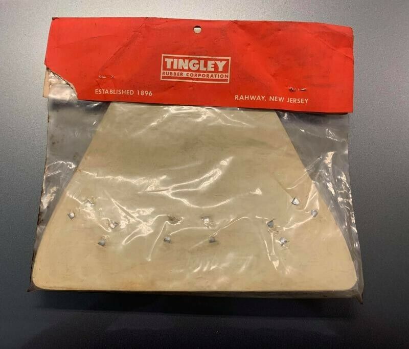 1950'S Tingley White Bike Mudflap. Rear. NOS - Fresh Stock Dated December 2025