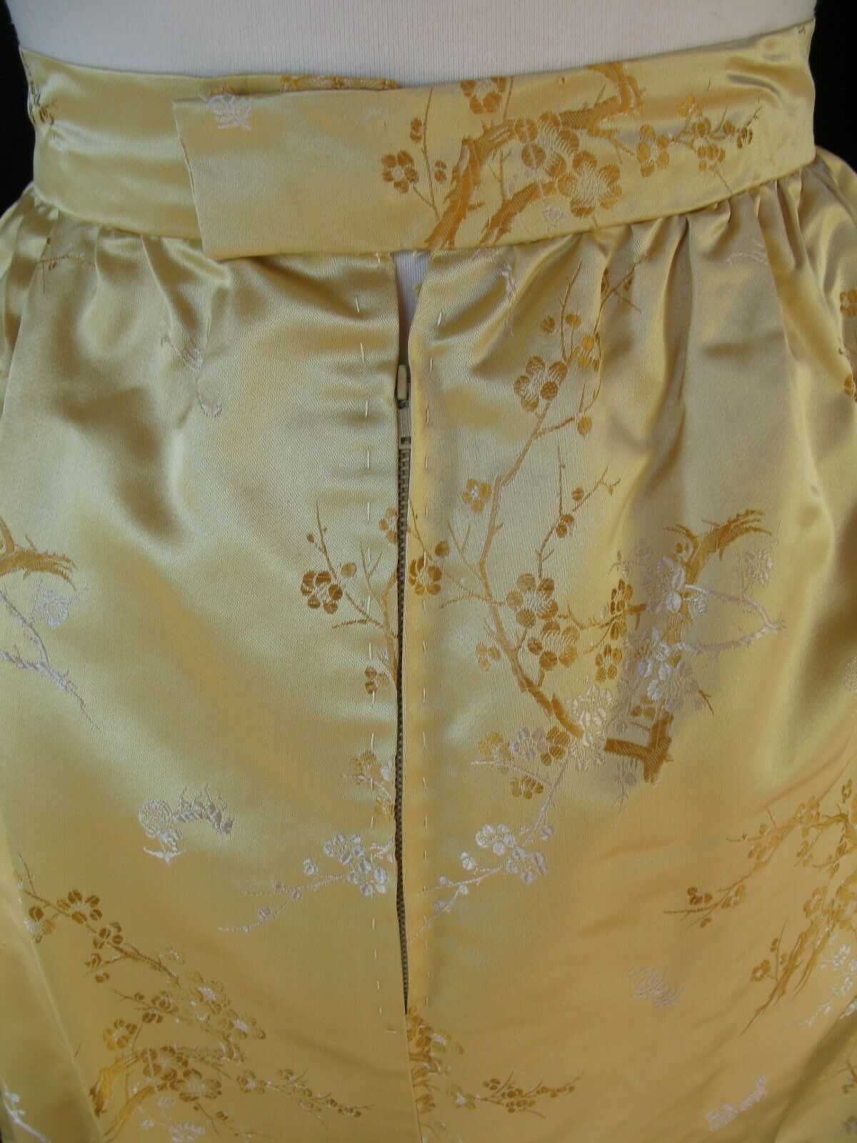 VINTAGE 60'S 100% SILK SATIN BROCADE A LINE MAXI SKIRT METAL ZIPPER SMALL - Fresh Stock Dated March 2026