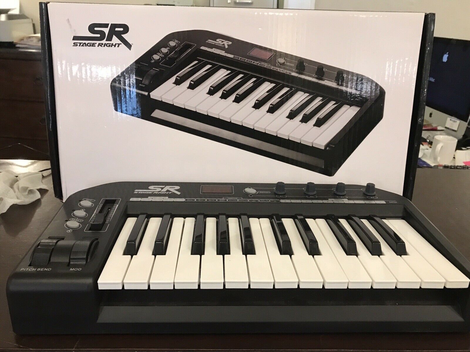 Monoprice Stage Right Midi Keyboard Controller, Black, 25 Key, with power supply - Fresh Stock Dated February 2026