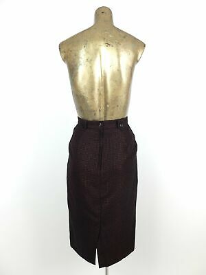 Vintage 60s Mod Houndstooth High Waisted Below-the-Knee Wool Pencil Skirt - Fresh Stock Dated February 2026