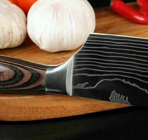 7'' Stainless Kitchen Knife Cleaver Steel Japanese Damascus Style Chef's Knife - Fresh Stock Dated December 2025