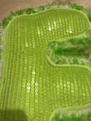 JUSTICE green white SEQUINS MONOGRAM INITIAL LETTER 