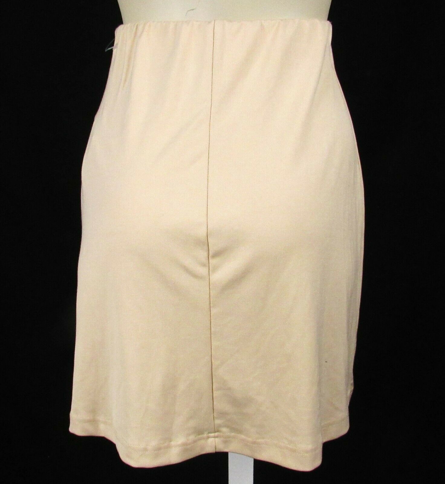 Vintage 90s LA Movers Tan Stretch Micro Mini Skirt M Elastic Waist Slit Spandex - Fresh Stock Dated March 2026