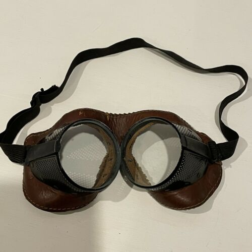 Vintage American Optical Steampunk Style Leather Safety Goggles - Fresh Stock Dated February 2026