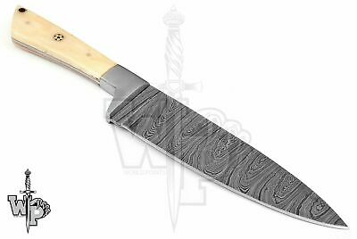 WP-KNIVES CUSTOM MADE DAMASCUS BLADE CHEF/KITCHEN KNIFE-1-PIECE With Sheath - Fresh Stock Dated December 2025