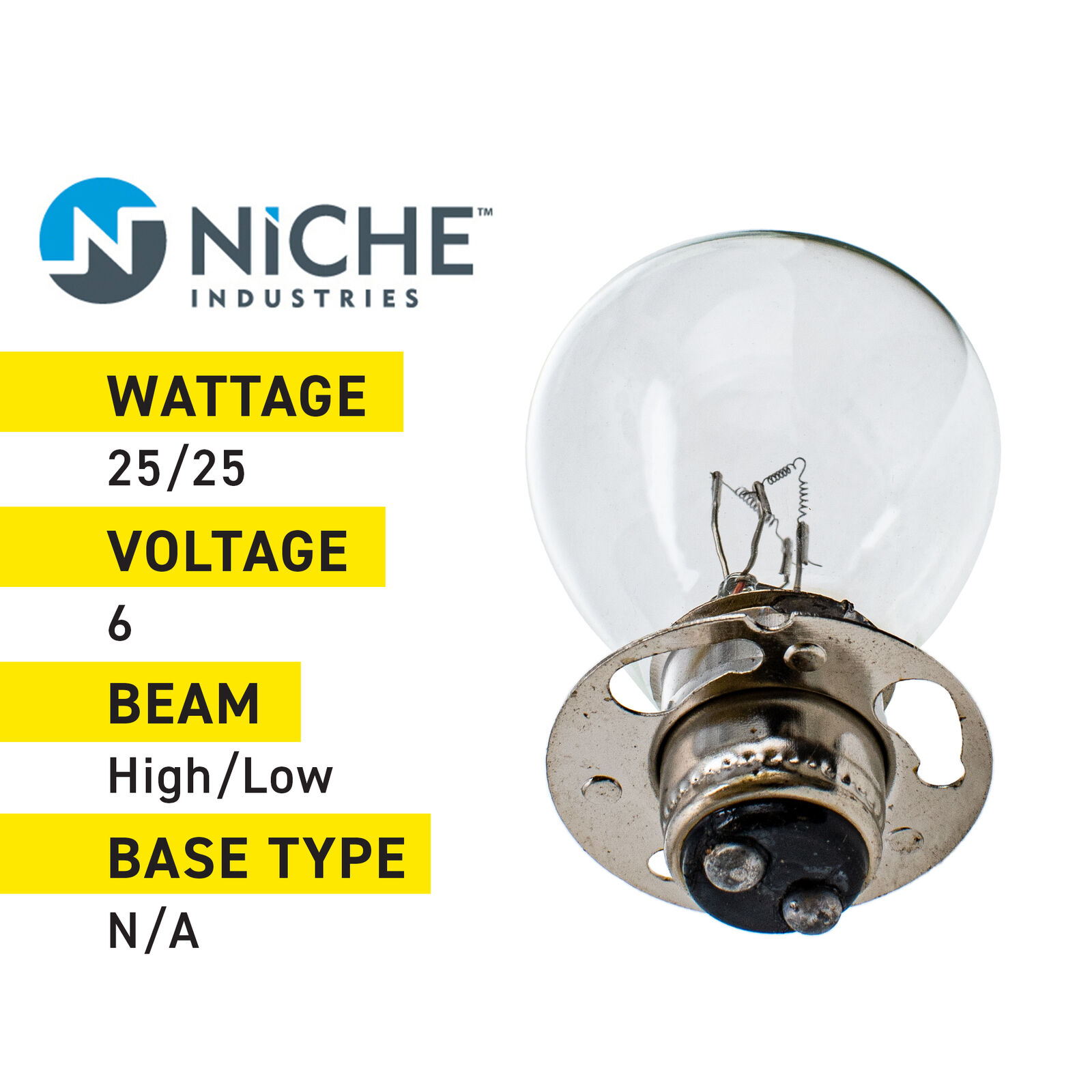 NICHE Headlight Bulb for Yamaha CT1 TY175 Motorcycles High/Low Beam - Fresh Stock Dated February 2026