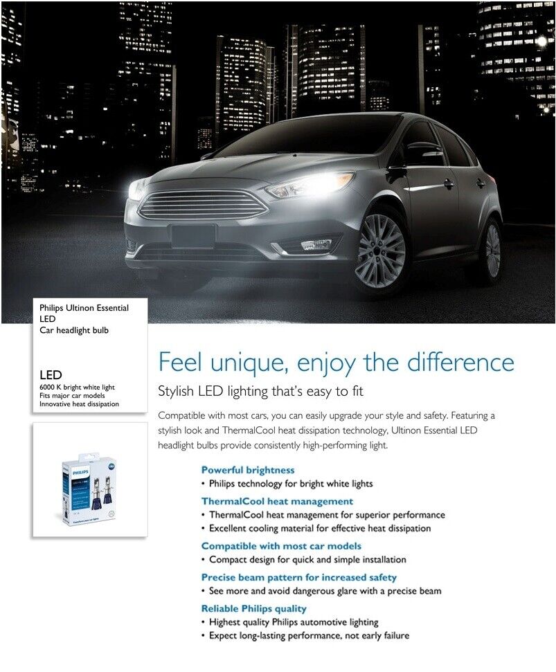 Philips LED Canceller White H7 Two Bulbs Headlight Low Beam Replacement Lamp OE - Fresh Stock Dated February 2026