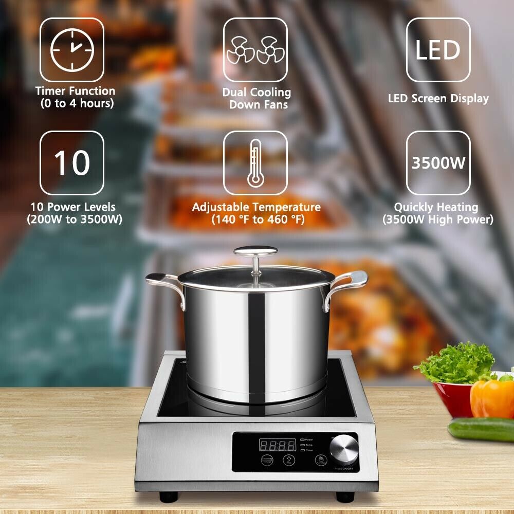 3500W Commercial Portable Induction Cooktop Electric Countertop Cooker Stove - Fresh Stock Dated February 2026