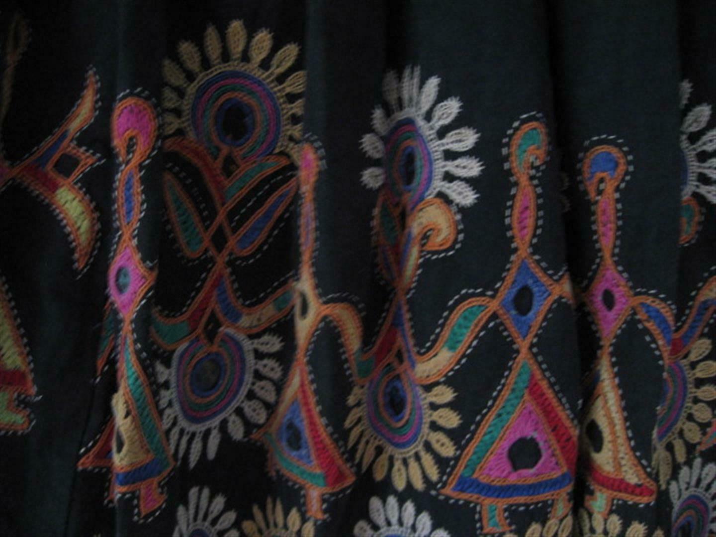TRUE VINTAGE HEAVILY EMBROIDERED INDIA PEASANT SKIRT BANJARA ANTIQUE L - Fresh Stock Dated December 2025