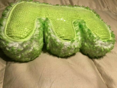 JUSTICE green white SEQUINS MONOGRAM INITIAL LETTER 