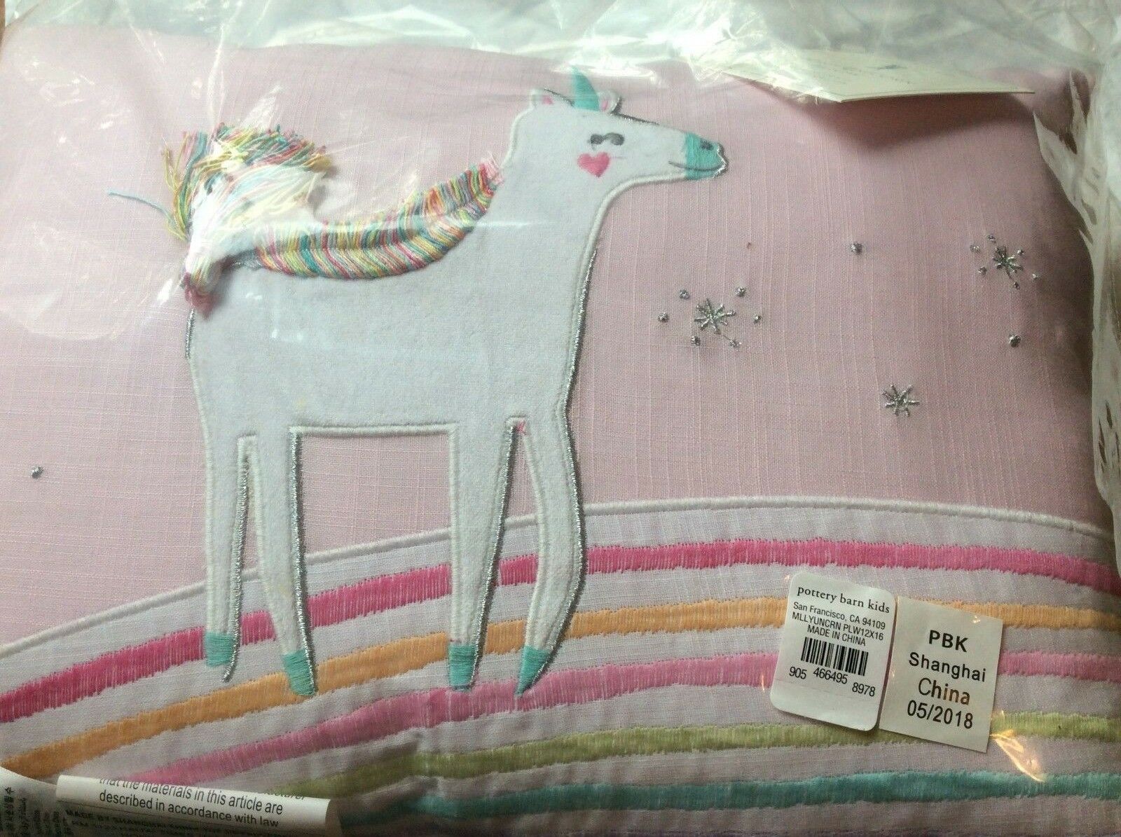 pottery barn Unicorn rainbow heart pillow pink girl room PONY Molly horse gift - Fresh Stock Dated December 2025