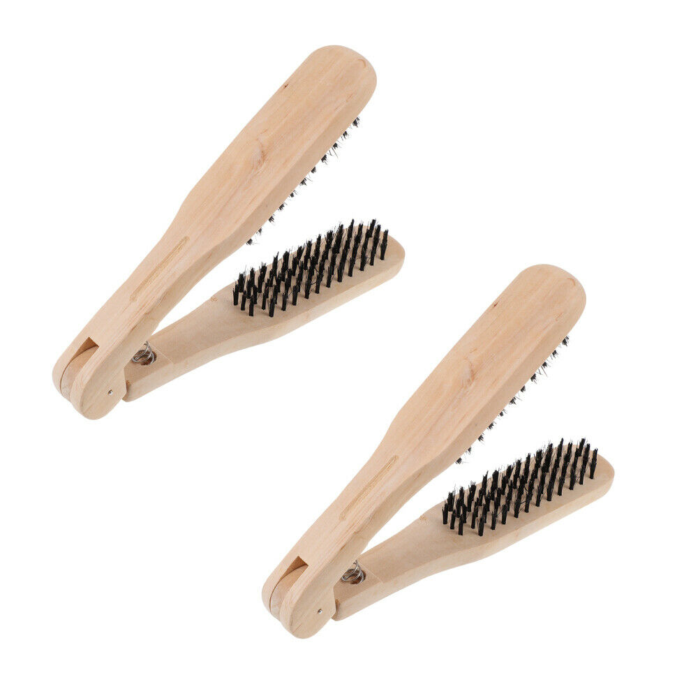 2Pcs Hair Straightening Brush V-shaped Hair Comb Hair Straightener Comb Tool - Fresh Stock Dated February 2026