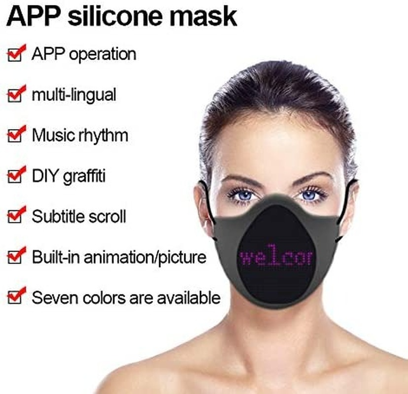 LED Display Mask Comfortable Silicone Bluetooth APP Control DIY Text Drawing - Fresh Stock Dated December 2025