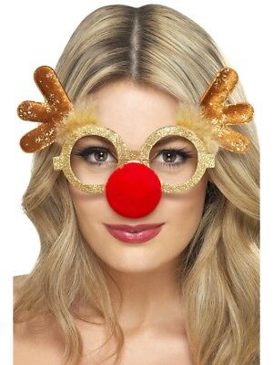 Reindeer Comedy Glasses Christmas Fancy Dress Rudolph Accessory - Fresh Stock Dated February 2026