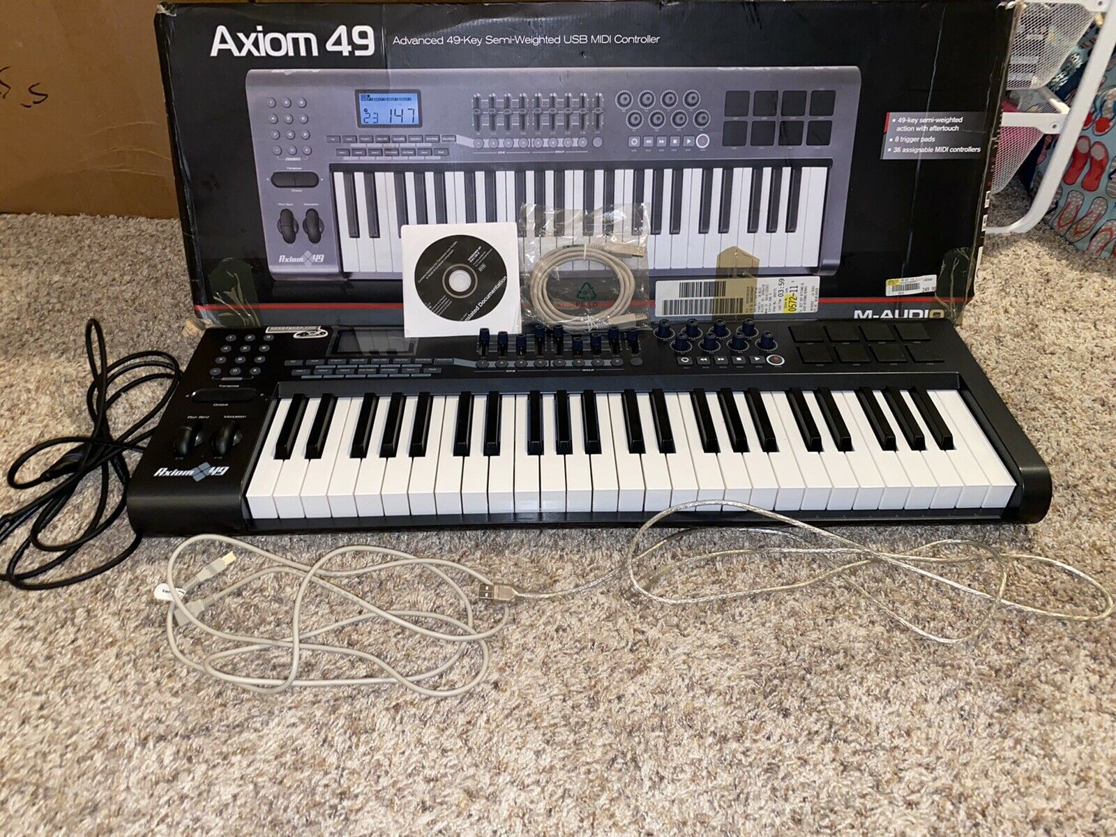 M-Audio Axiom 49 Key Semi Weighted USB MIDI Controller W/ Cables & Box - Fresh Stock Dated February 2026