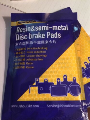 2PCS Black JSH Bicycle Resin Disc Brake Pads for Mountain Bikes New Open Pack - Fresh Stock Dated December 2025