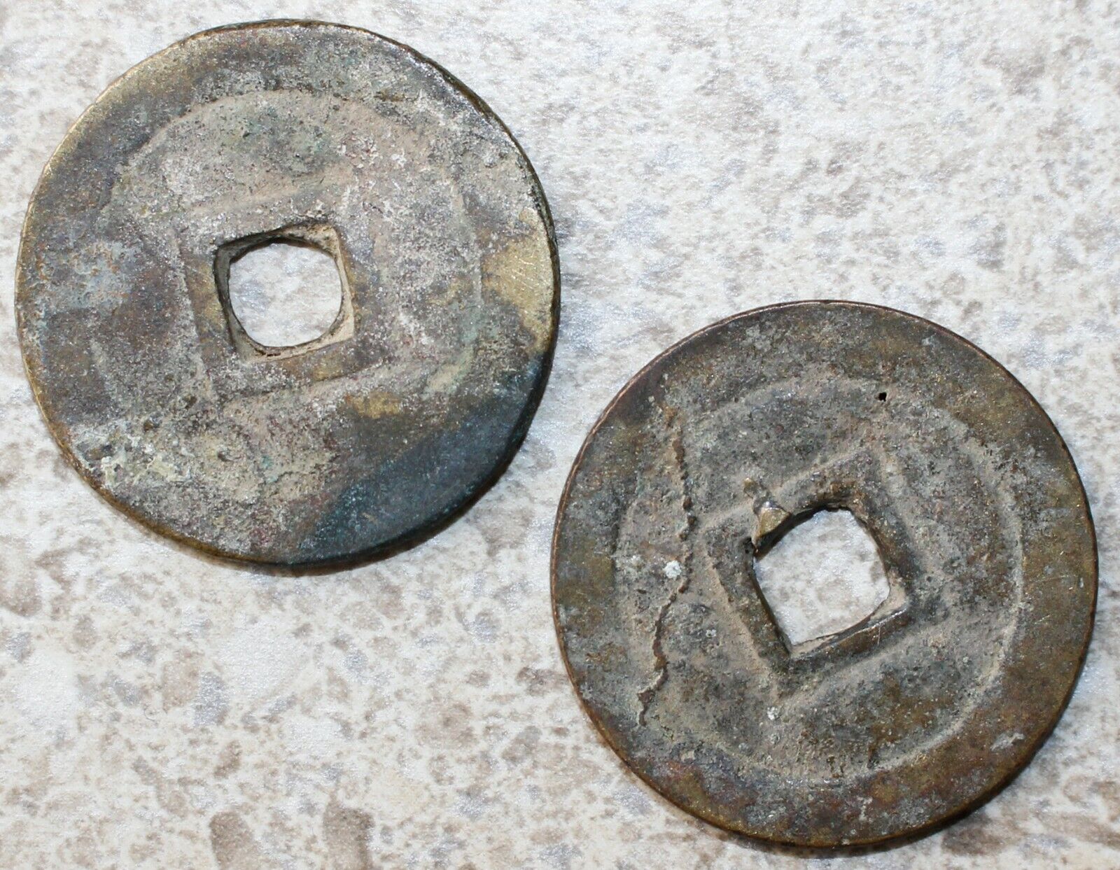 Lot of 2 China Cash Coins Chinese Kwang Tung You Date You Grade Square Holes - Fresh Stock Dated February 2026