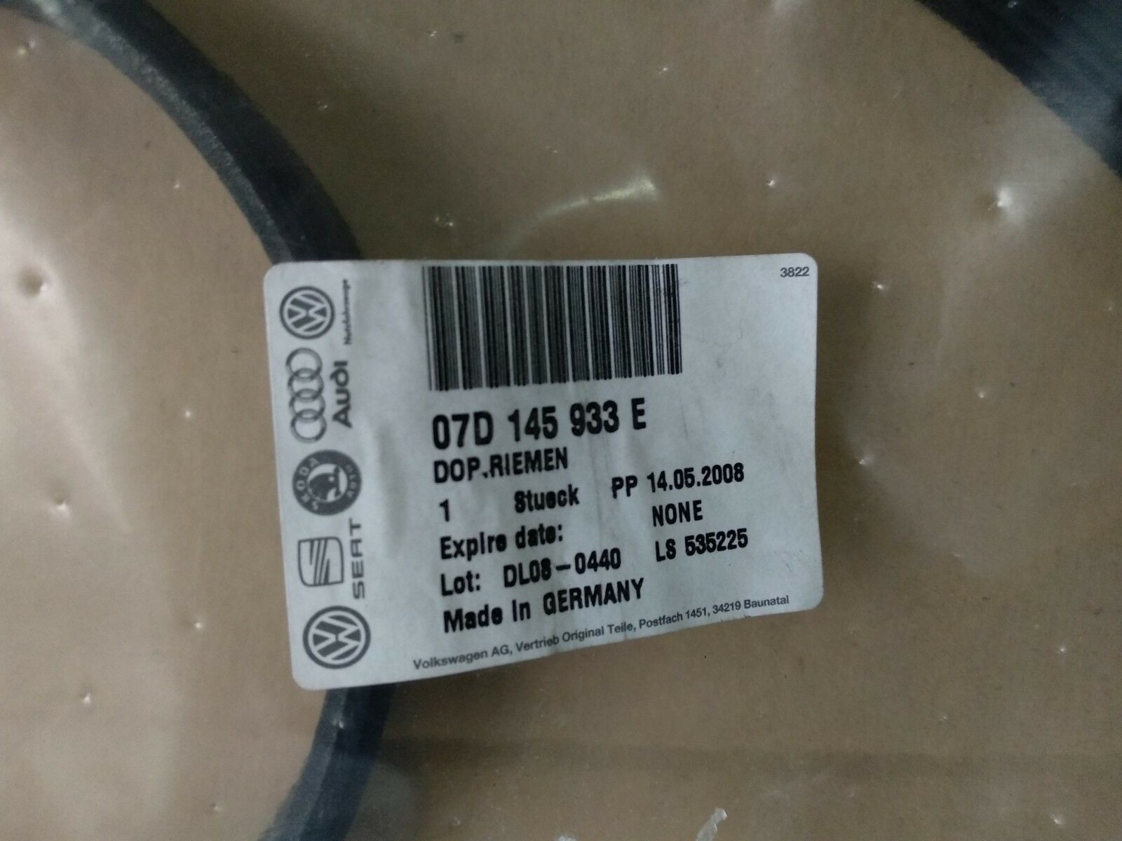 NEW Genuine OEM VW   DOUBLE POLY V-BELT  Part No  07D145933E - Fresh Stock Dated February 2026