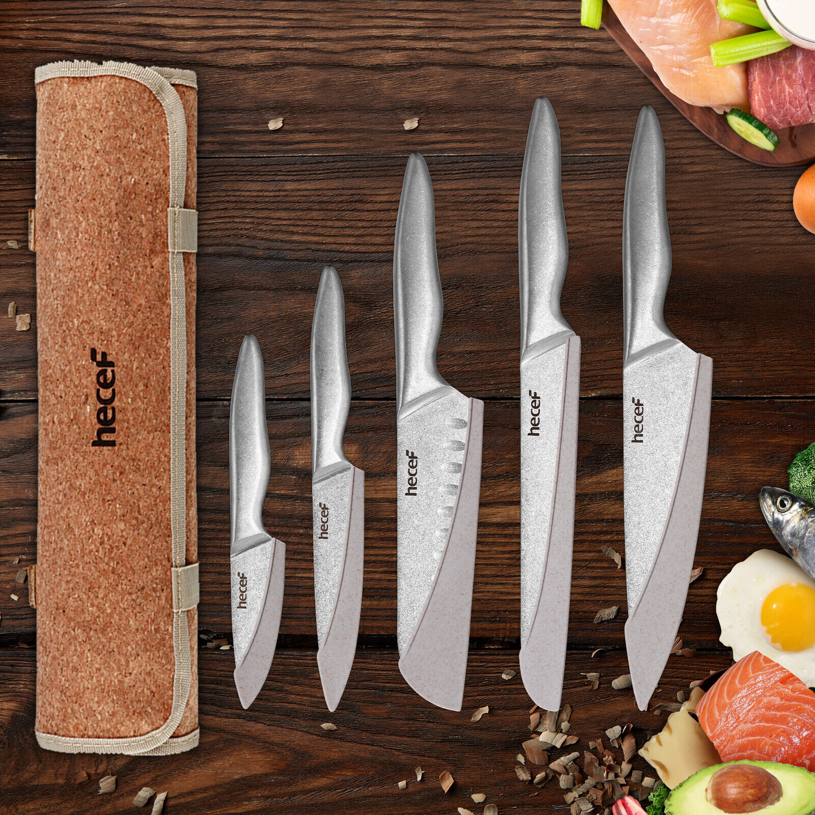5 Pcs Knife Set for Kitchen with Sheaths Very Sharp German Stainless Steel Knife - Fresh Stock Dated February 2026