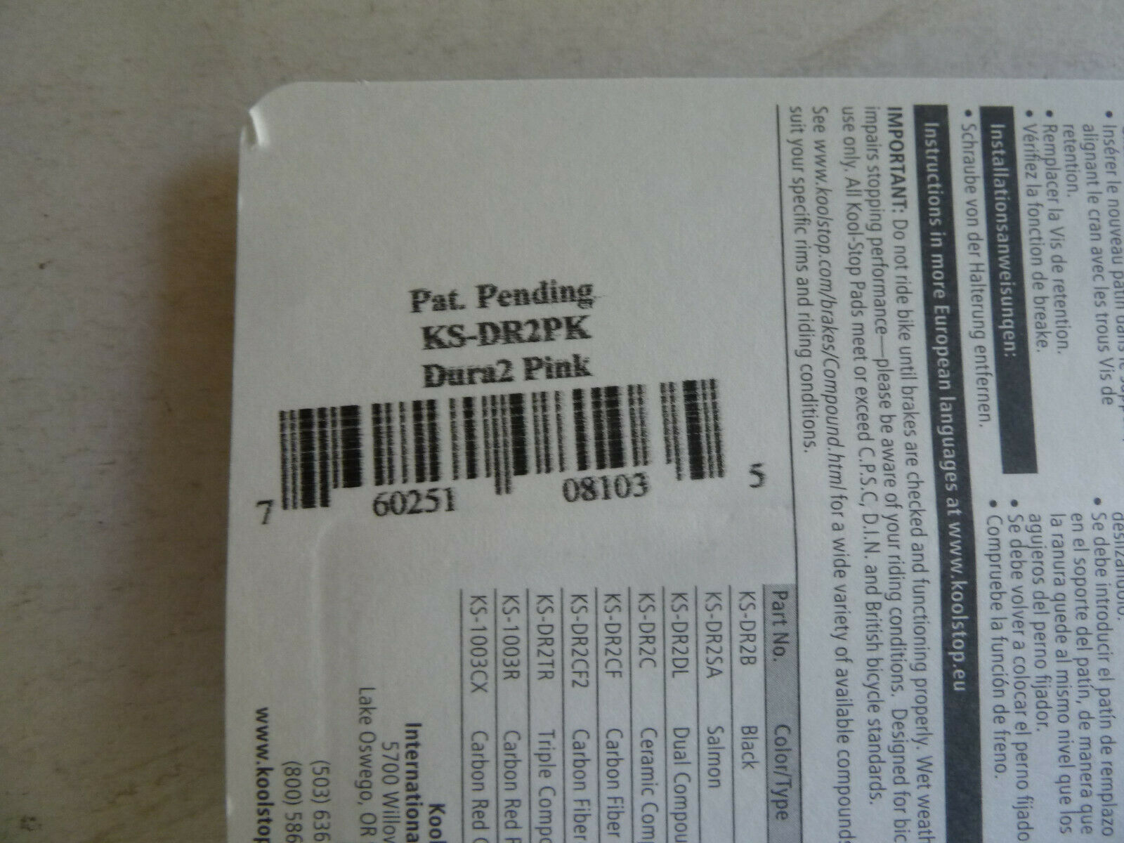 Kool Stop Dura Type brake pad inserts, hot pink, all weather, Shimano - Fresh Stock Dated February 2026