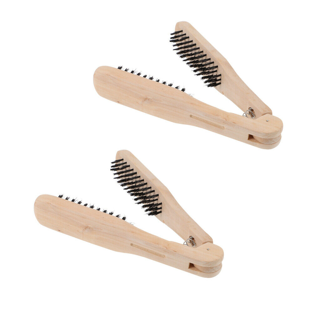 2Pcs Hair Straightening Brush V-shaped Hair Comb Hair Straightener Comb Tool - Fresh Stock Dated February 2026