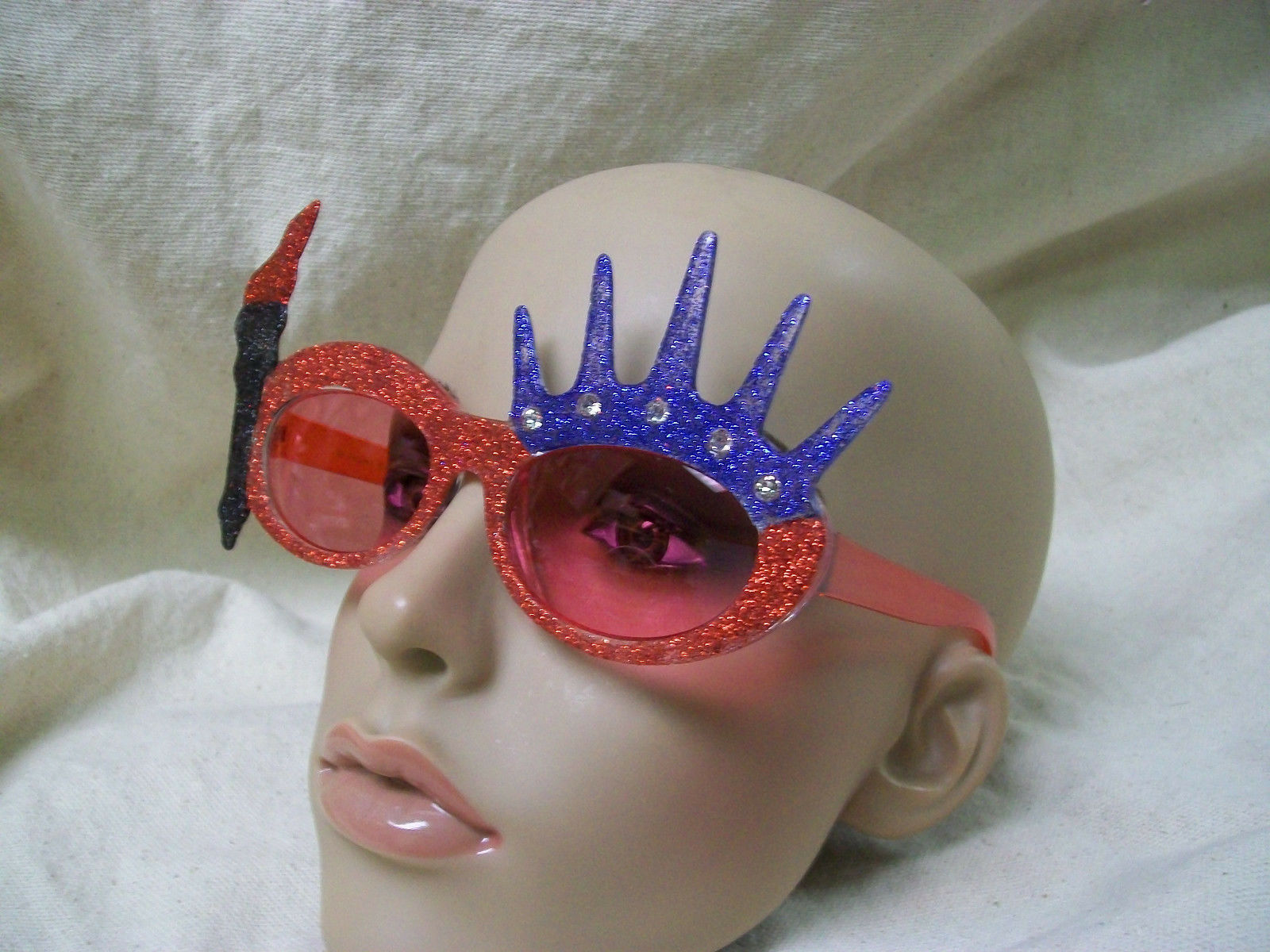 Glitter Patriotic Statue Liberty Sunglasses USA Fun 4th July Costume Glasses BBQ - Fresh Stock Dated February 2026