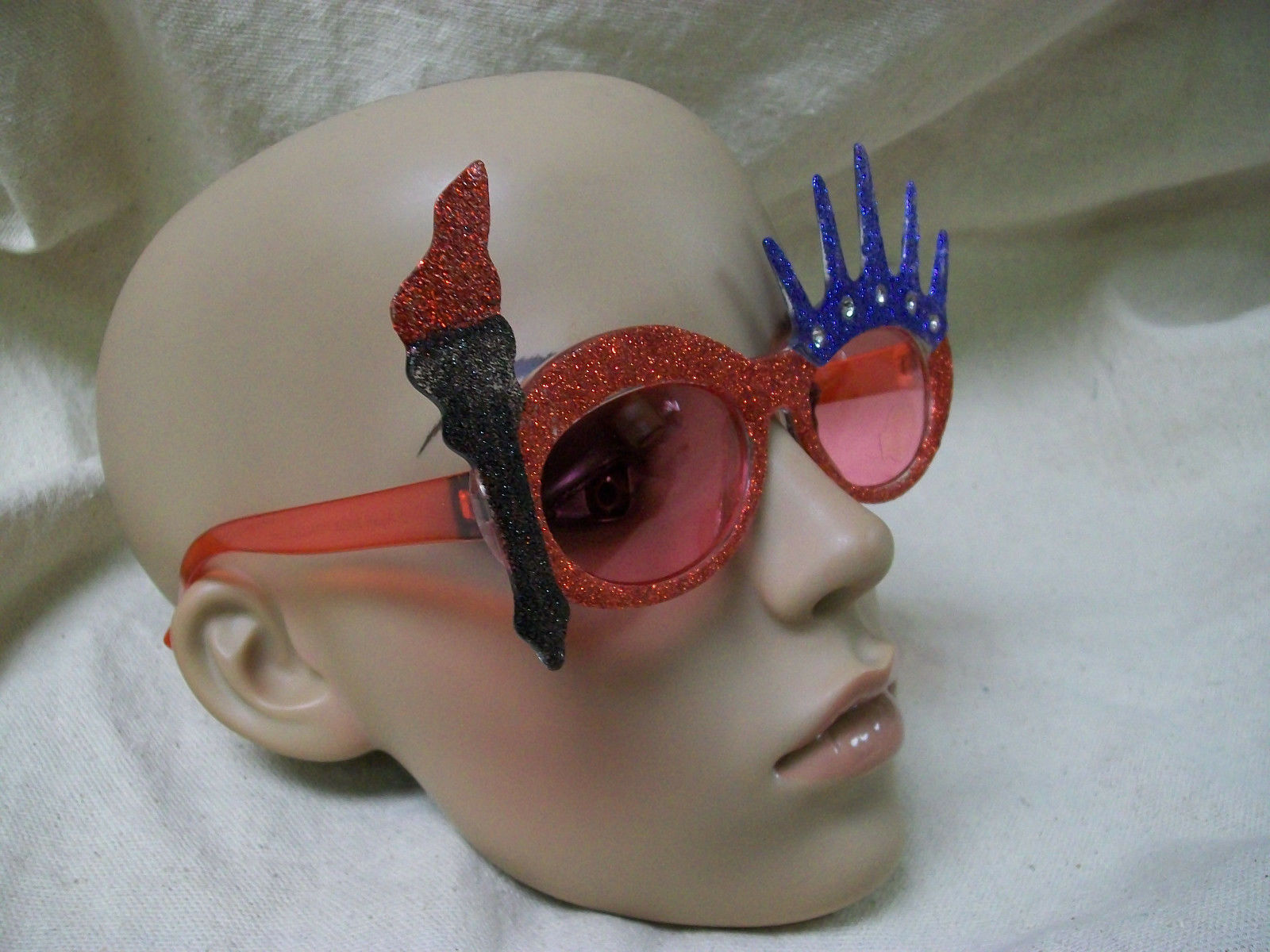 Glitter Patriotic Statue Liberty Sunglasses USA Fun 4th July Costume Glasses BBQ - Fresh Stock Dated February 2026