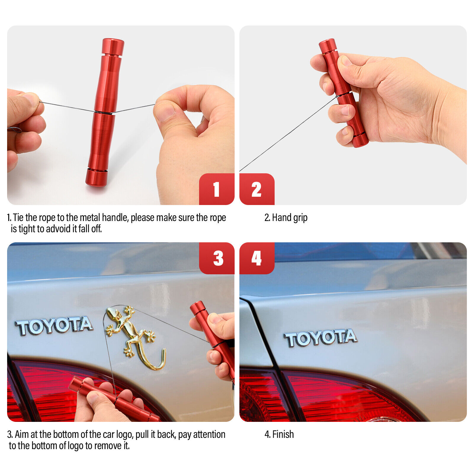 60cm PE Cord Emblem Removal Tool Car Vehicle Sticker Sign Plate Line Remover Kit - Fresh Stock Dated February 2026