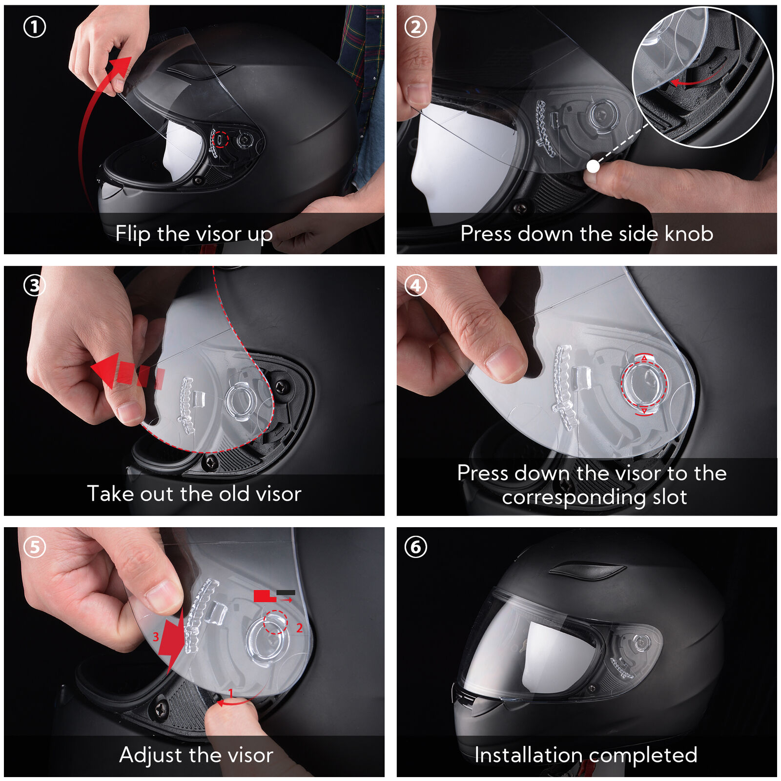 AHR RUN-B Replacement Motorcycle Helmet Front Visor Solid PC Face Shield - Fresh Stock Dated February 2026