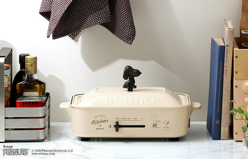 Bruno Peanut Snoopy Compact 3pcs Hot Plate Flat Takoyaki Pancake 100V Tracking # - Fresh Stock Dated February 2026